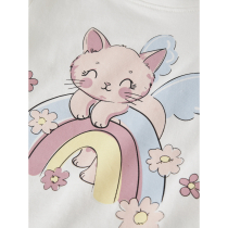 NAME IT Langærmet Bluse Vix Cloud Dancer Rainbow Cat